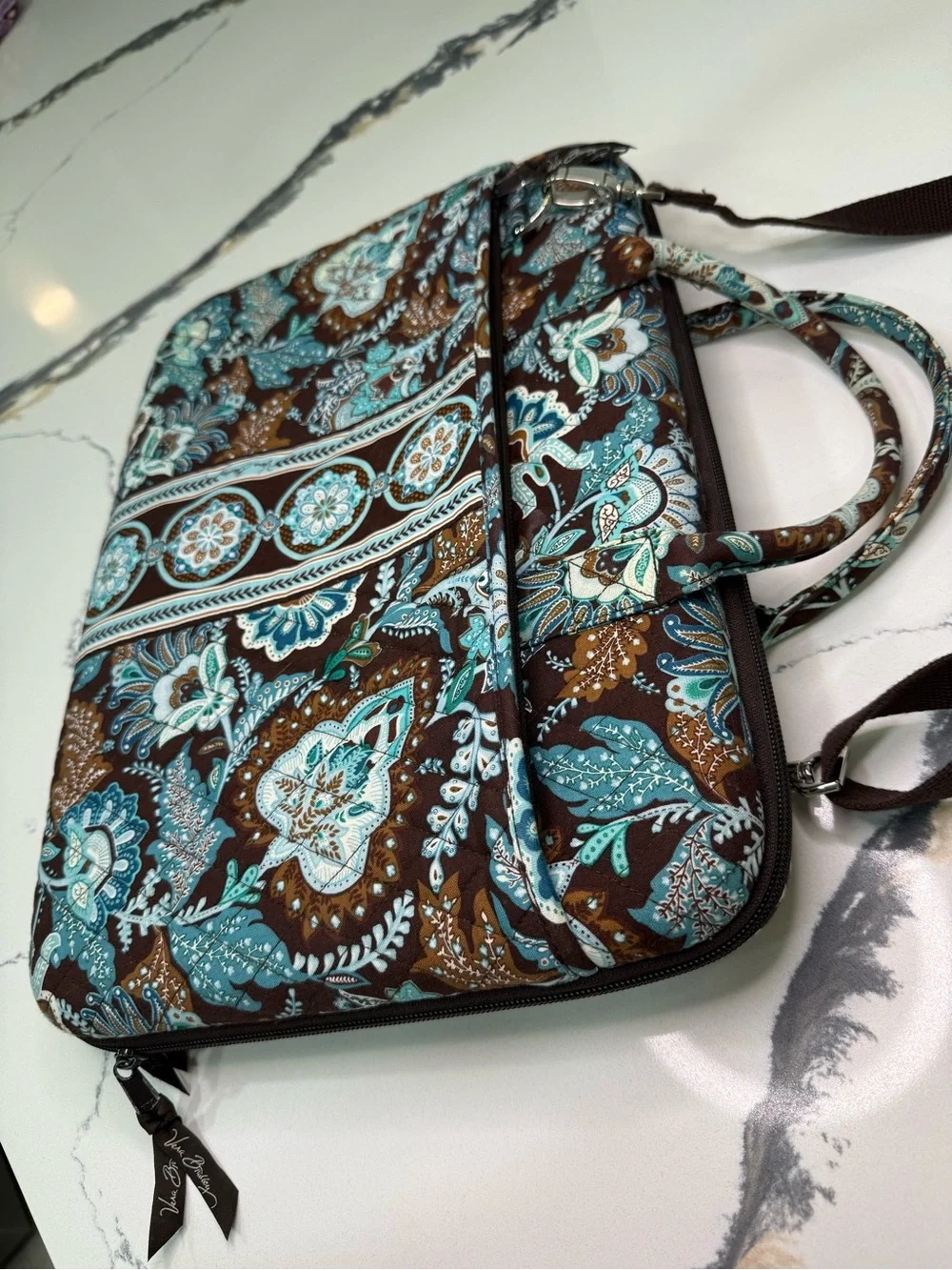 Vera Bradley RETIRED Java Blue Floral Laptop/Business Secure Travel Bag